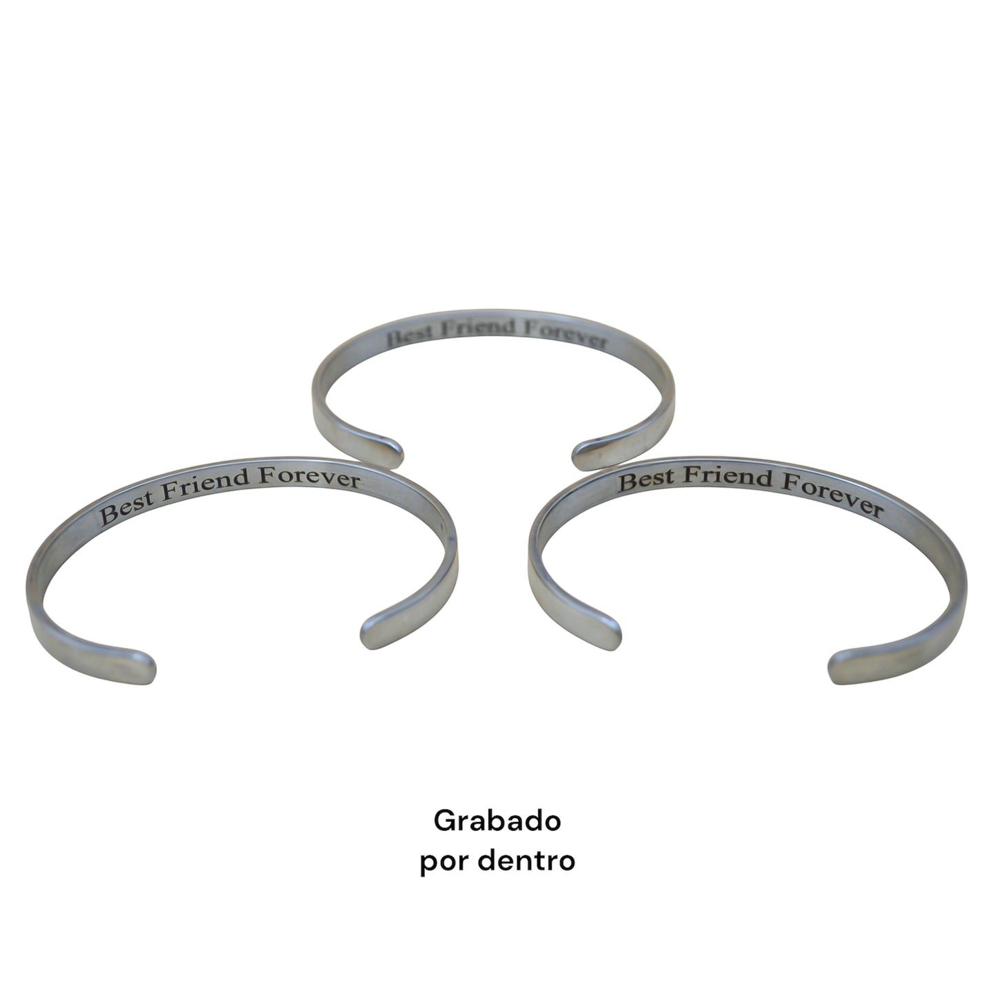 Dúo de brazaletes personalizados acero inoxidable ajustables