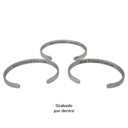 Dúo de brazaletes personalizados acero inoxidable ajustables