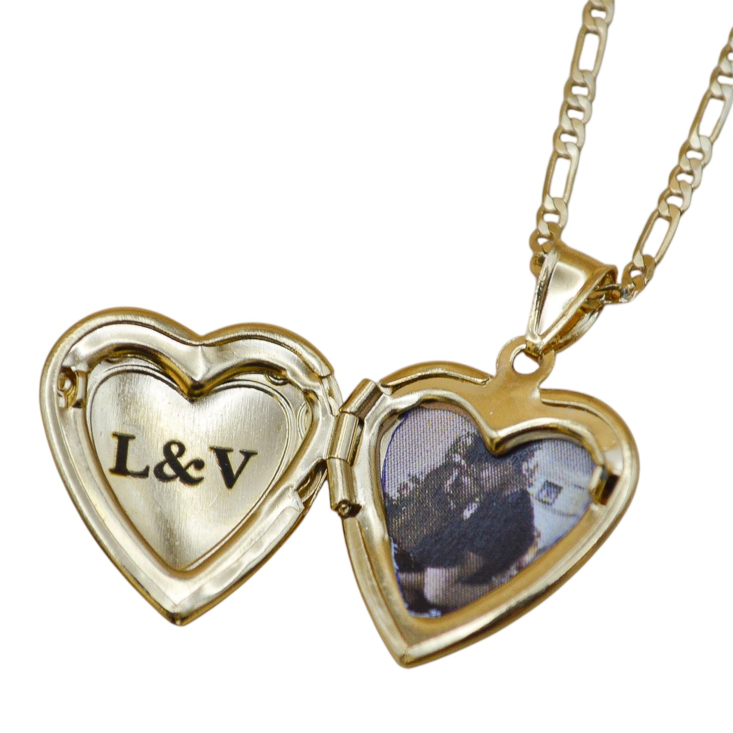 Collar o llavero relicario corazón con fotos impresas