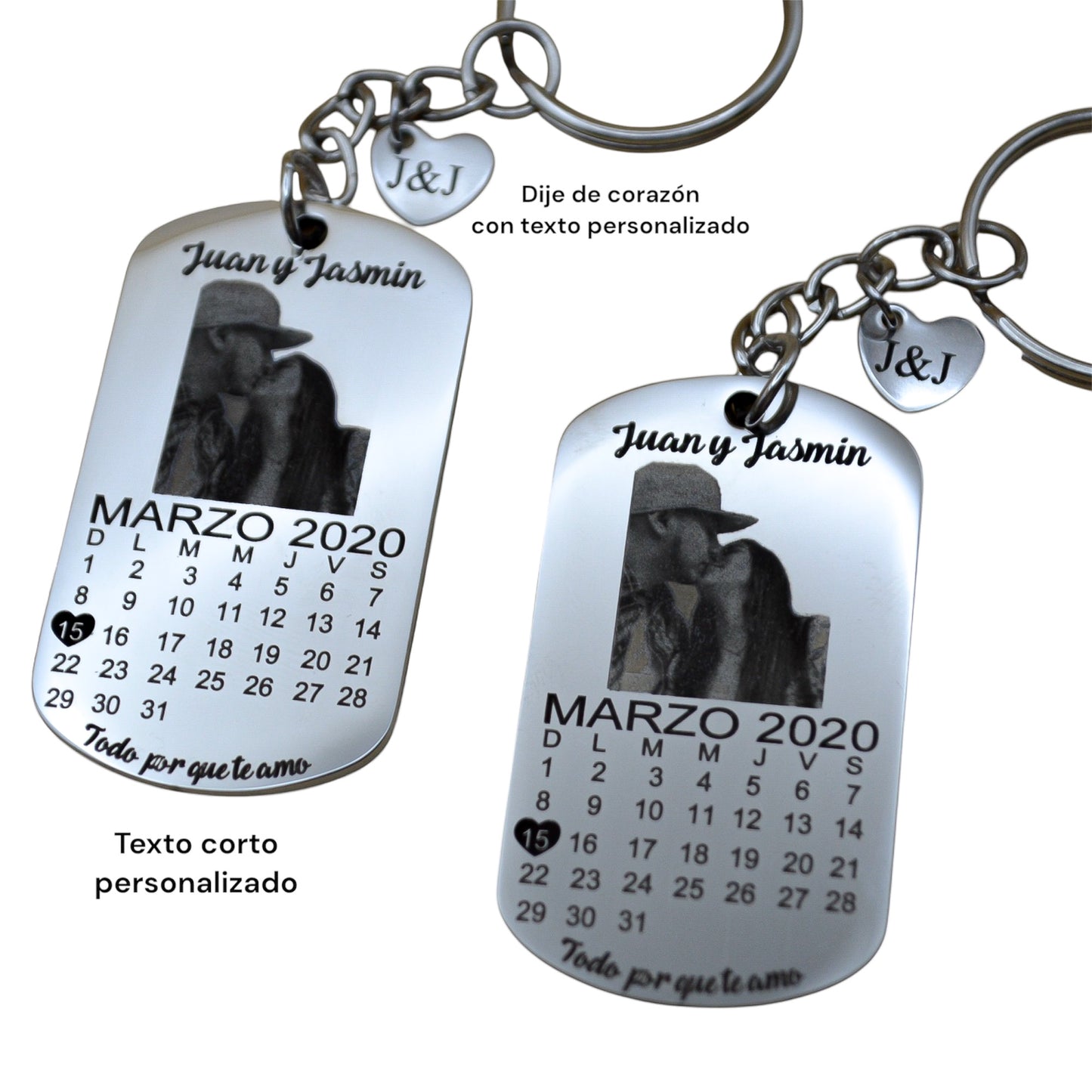 Llavero personalizado con fotograbado y calendario
