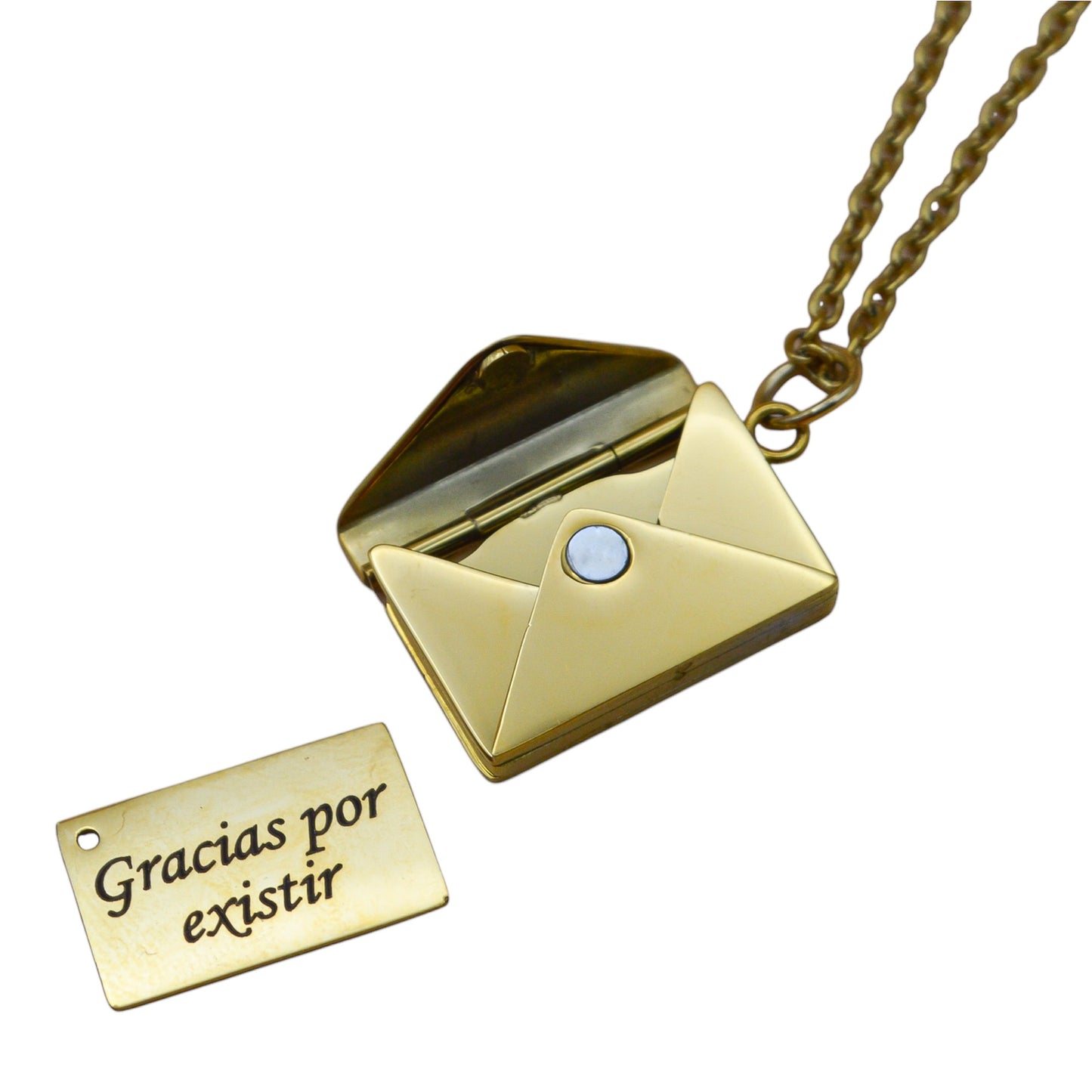 Collar o llavero de sobre con carta personalizada con fotograbado y/o texto