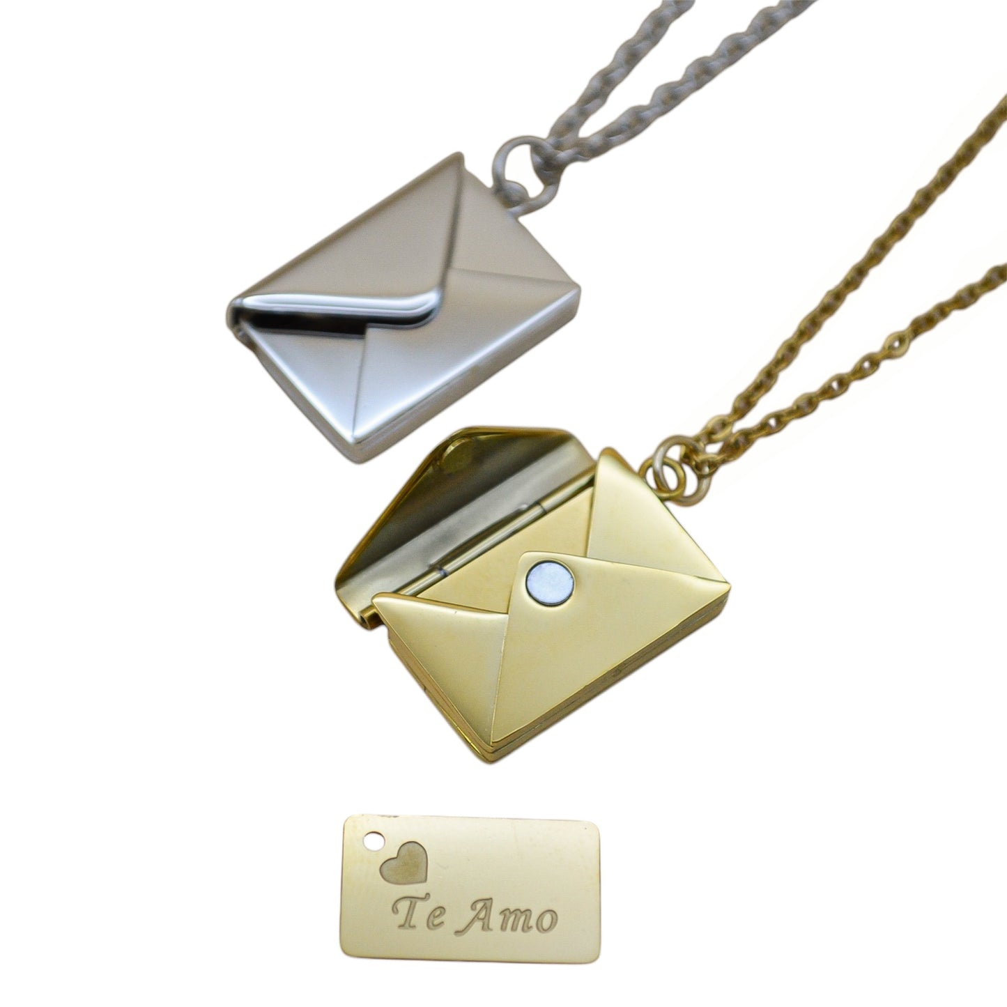 Collar o llavero de sobre con carta personalizada "Te amo"