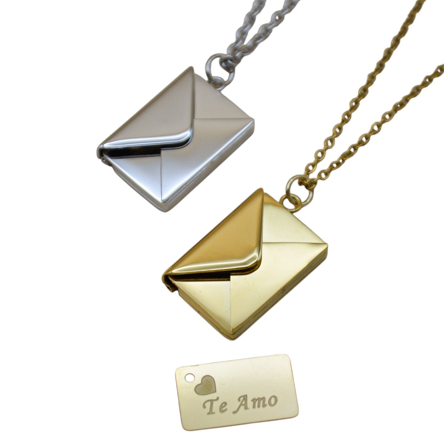 Collar o llavero de sobre con carta personalizada "Te amo"