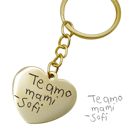 Collar o llavero corazón personalizado con letra escrita a mano