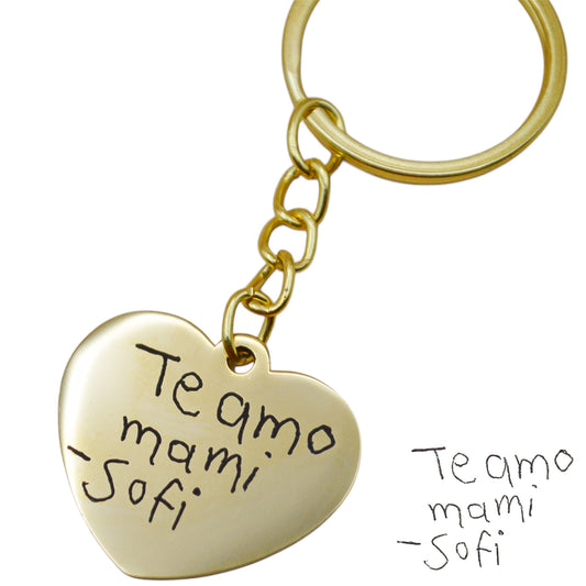 Collar o llavero corazón personalizado con letra escrita a mano
