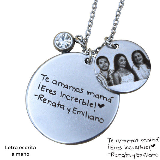 Collar o llavero circular personalizado con letra escrita a mano