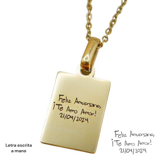 Collar o llavero rectangular personalizado con letra escrita a mano