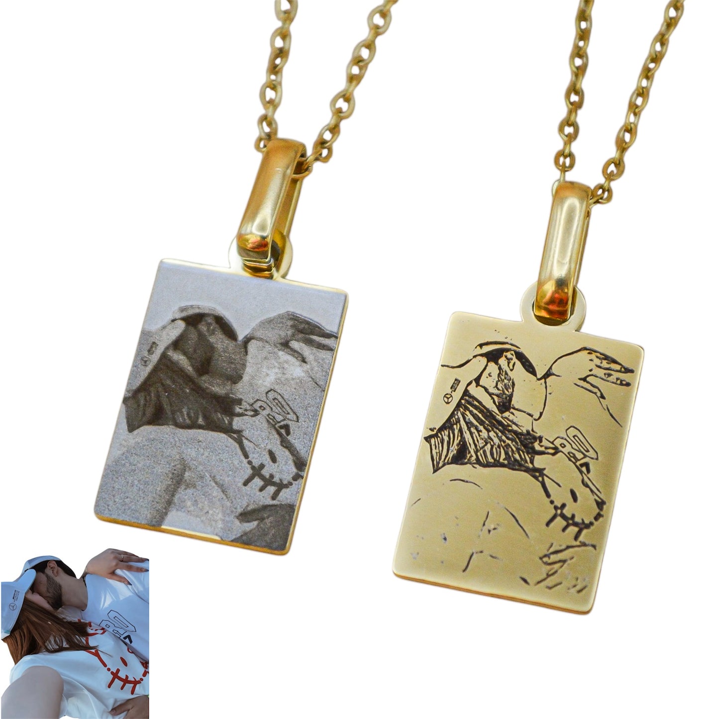 Collar o llavero personalizado rectangular con fotograbado