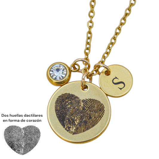 Collar o llavero personalizado corazón de huellas dactilares