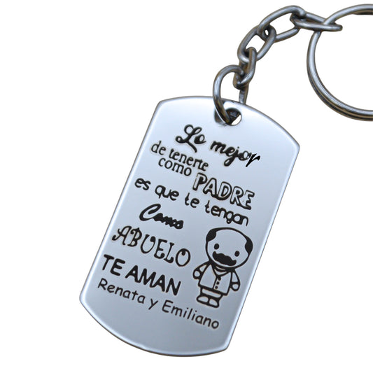Llavero o collar personalizado rectangular para "abuelito"