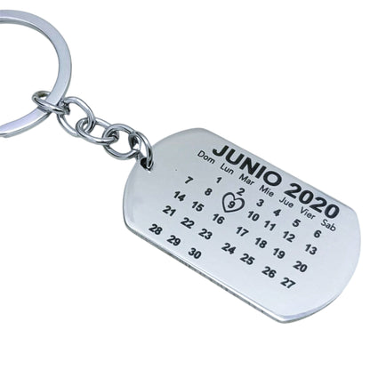 Llavero calendario de amor acero inoxidable