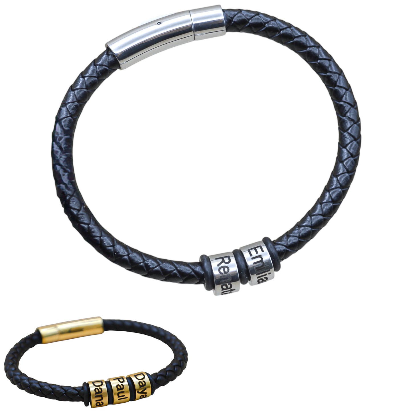 Pulsera de piel con aros personalizados