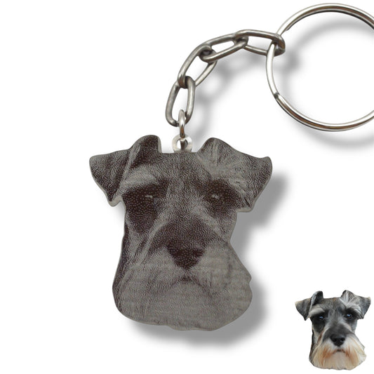 Llavero silueta real de tu mascota - Rostro (Fotograbado estándar)