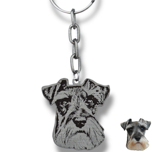 Llavero silueta real de tu mascota - Rostro (Fotograbado vectorizado)