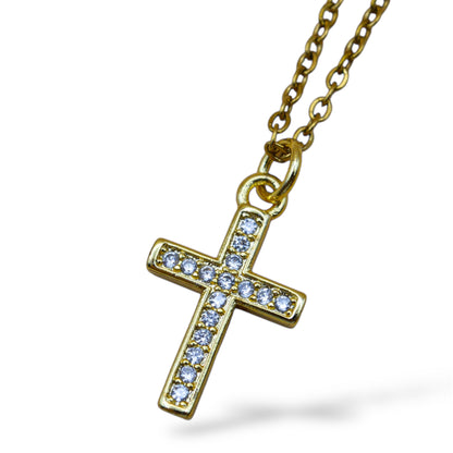 Collar cruz cuadrada con zirconias