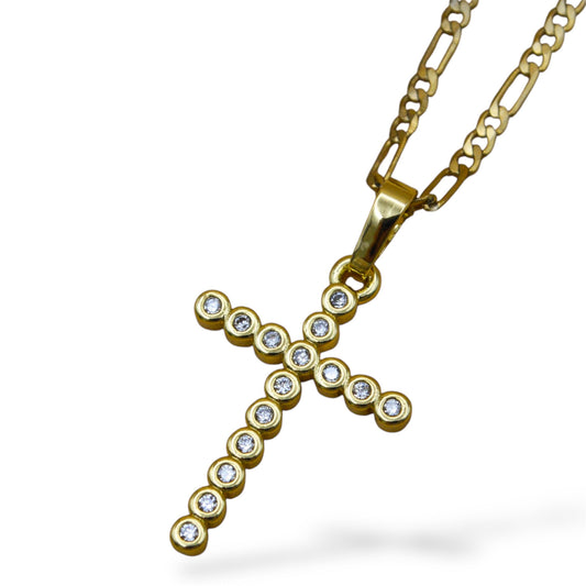 Collar cruz mediana zirconia circular