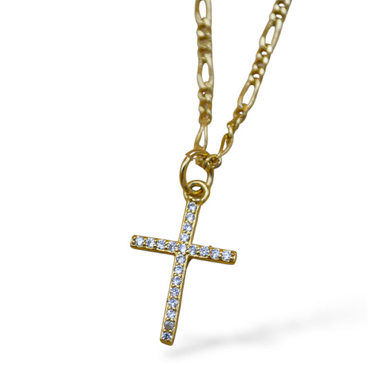 Collar cruz larga zirconias