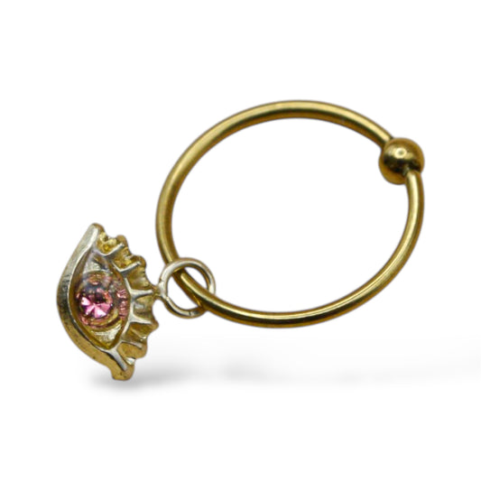 Piercing ojito pestañas con zirconia rosa - Oro 10K