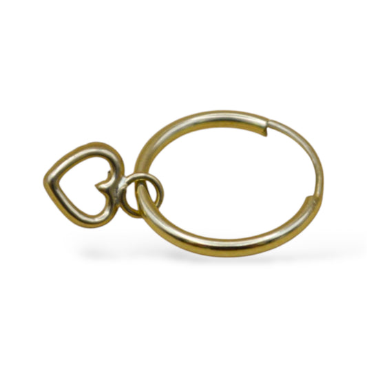 Arracada con dije corazón contorno - Oro 10K