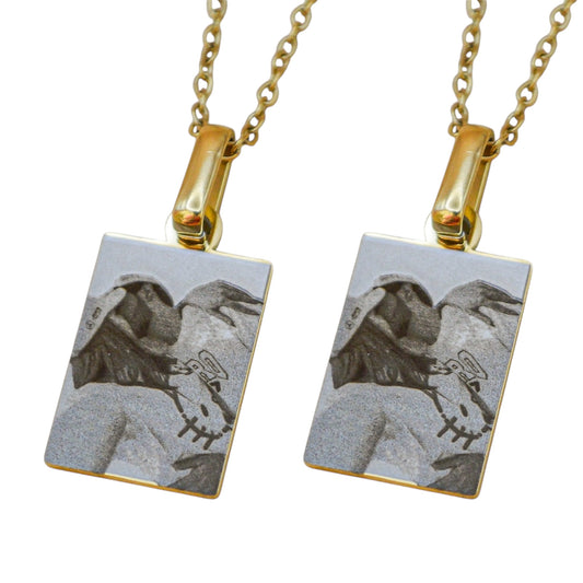 Dúo de placas rectangulares personalizadas con fotograbado - Acero inoxidable