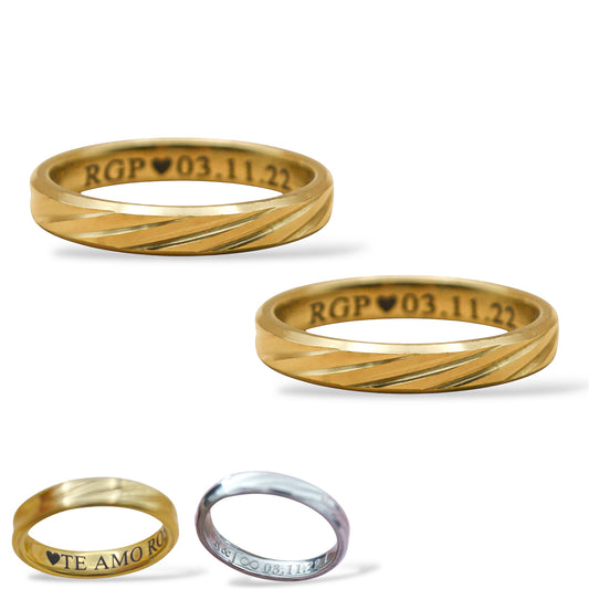 Dúo de argollas personalizadas - Acero inoxidable