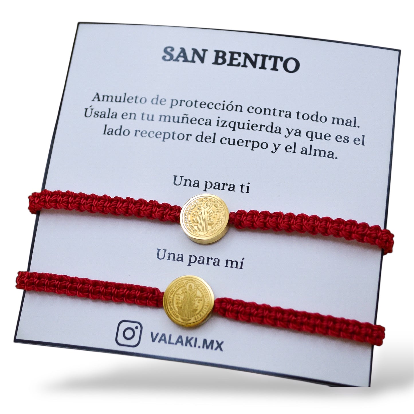 Dúo de pulseras San Benito tejidas - Acero inoxidable dorado