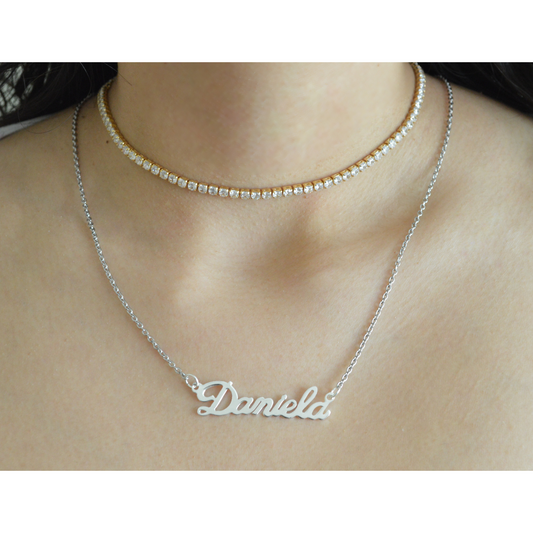 Collar personalizado entrelazado silver acero inoxidable