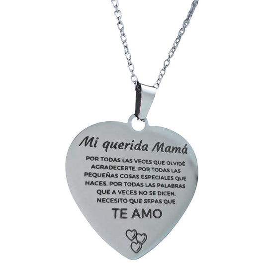 Collar o llavero corazón personalizado con texto para mamá