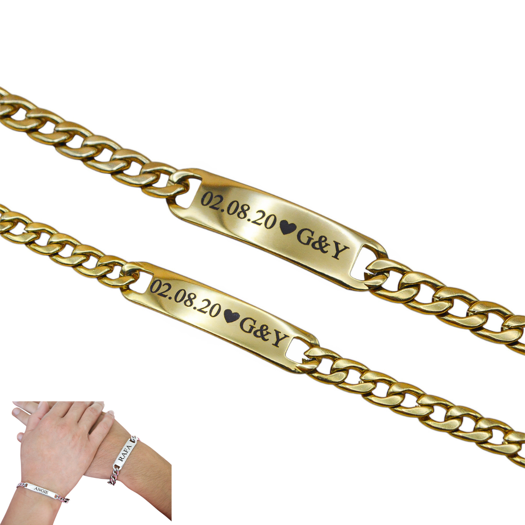 Dúo de esclavas personalizadas acero inoxidable