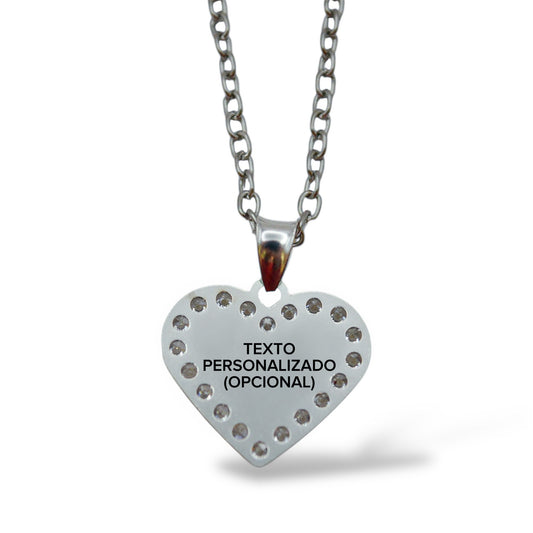 Collar Virgen de Guadalupe corazón con zirconias - Plata .925