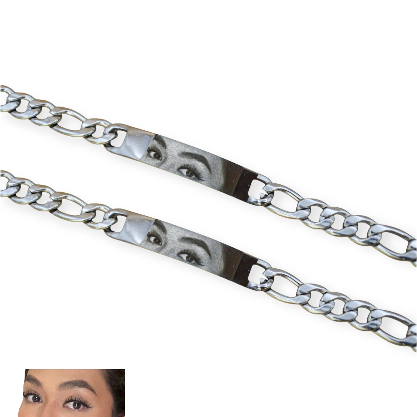 Dúo de esclavas personalizadas con mirada - Acero inoxidable